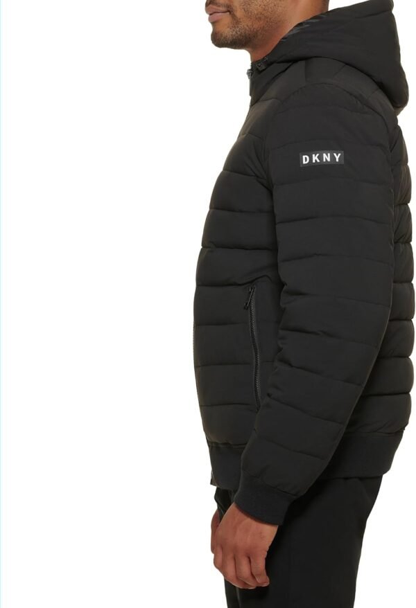 DKNY Men's Quilted Performance Hooded Bomber Jacket