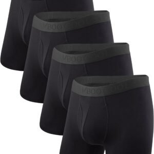 BAMBOO COOL Men's Underwear Boxer Briefs Fly with Built-in 3...
