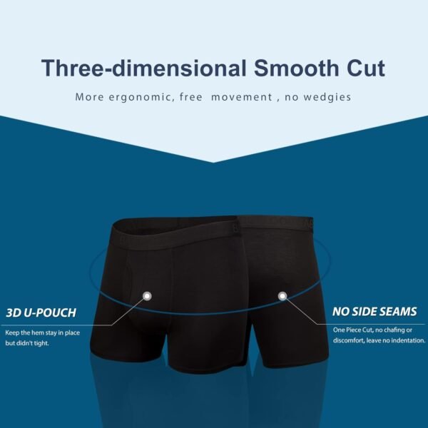 BAMBOO COOL Men's Underwear Boxer Briefs Fly with Built-in 3...
