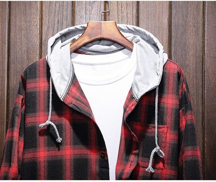 Lavnis Men's Plaid Hooded Shirts Casual Long Sleeve Lightwei... - Image 3