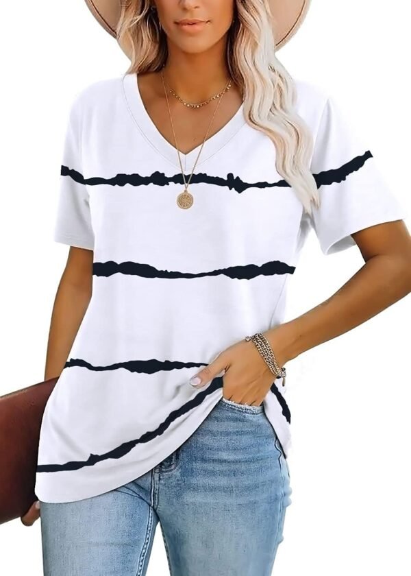 Lunivop Womens Tops Casual V Neck Short Sleeve Solid Color B...