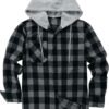 JACKETOWN Hooded Flannel Shirt for Men Plaid Shirts Long Sle...
