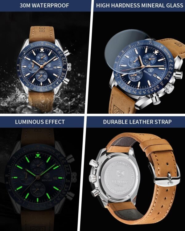 BY BENYAR Watch for Men Analog Quartz Chronograph Waterproof...