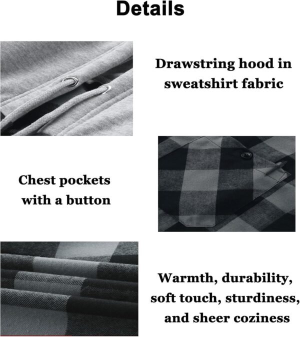 JACKETOWN Hooded Flannel Shirt for Men Plaid Shirts Long Sle...
