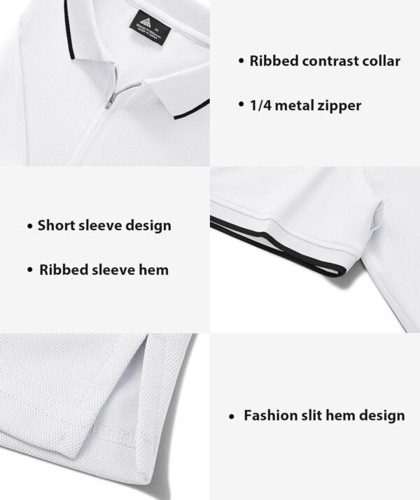 ZITY Mens Quarter Zip Polo Shirts Casual Classic Short Sleev...
