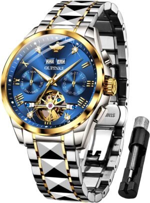 OUPINKE Mens Watches Automatic Skeleton Tourbillon Self Wind...