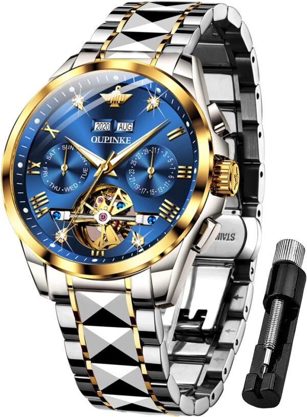 OUPINKE Mens Watches Automatic Skeleton Tourbillon Self Wind...