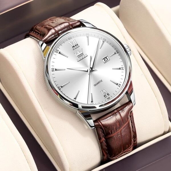OLEVS Men Leather Watch,Mens Wrist Watches,Big Face Watches ...