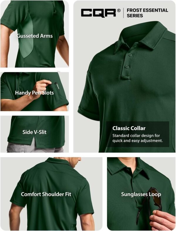 CQR Men's Polo Shirts, Tactical Short Sleeve Golf Performanc...