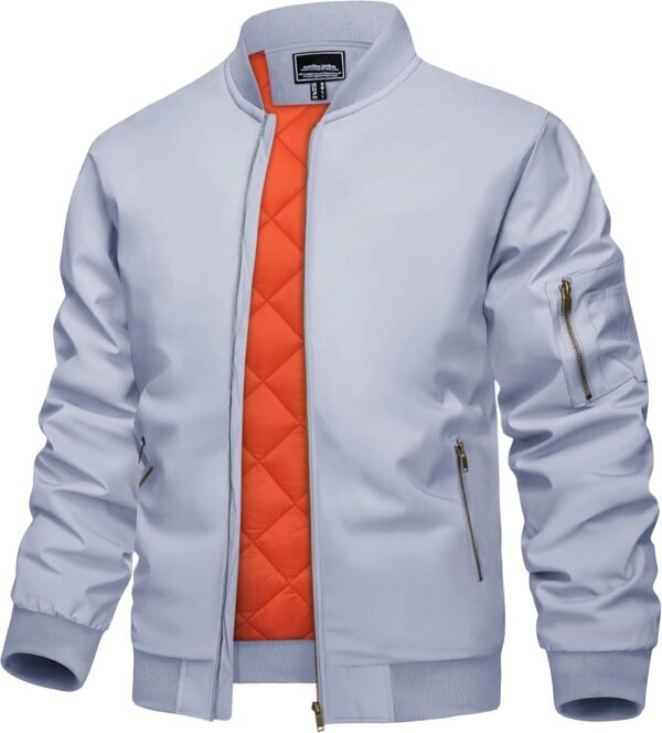 KEFITEVD Men's Jacket Casual Windproof Bomber Jackets Full Z...