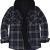 ZENTHACE Men's Sherpa Lined Full Zip Hooded Plaid Shirt Jack...