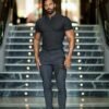 Collared Muscle Shirts for Men Ribbed Knit Slim Fit Polo Shi...