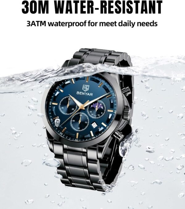 BENYAR Mens Watch Analog Quartz Movement Chronograph Stylish...