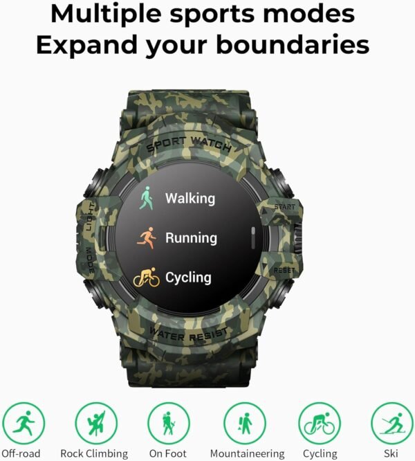 MIDDOW Military Smart Watch with Flashlight (Answer/Make Cal...