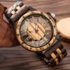 Brown Deep Black Ebony Zebra Wooden Quartz Men's Watch,Foldo...