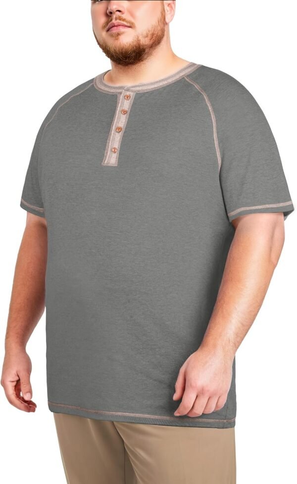 OLRIK Big and Tall Shirts for Men Cotton Henley Short Sleeve...