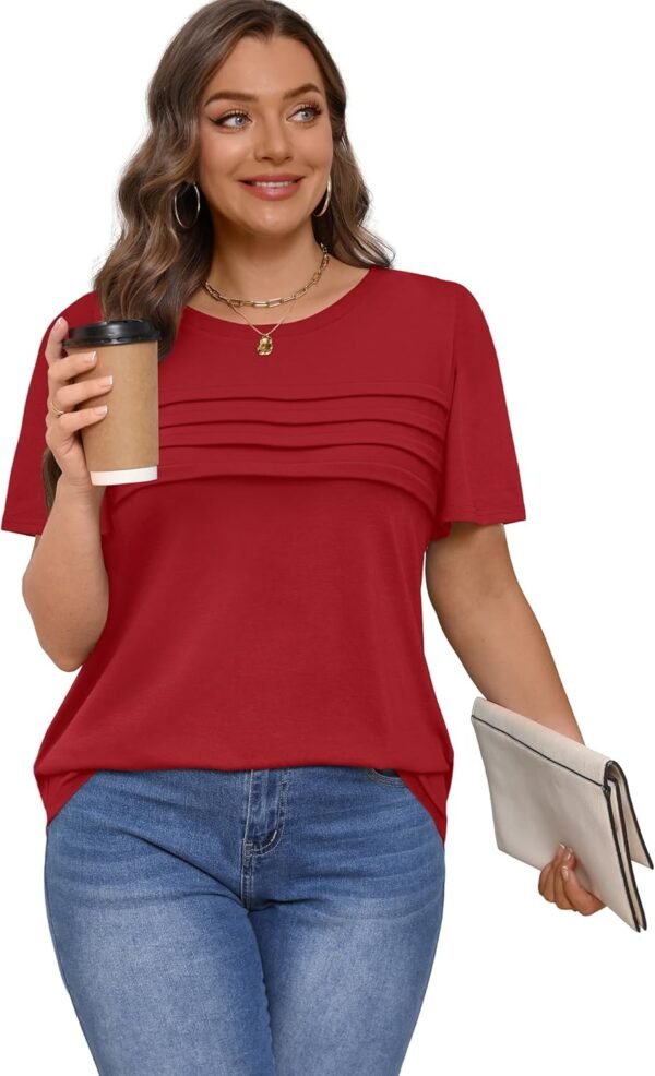XIEERDUO Women's Pleated Tops Dressy Casual Short Sleeve T-S...