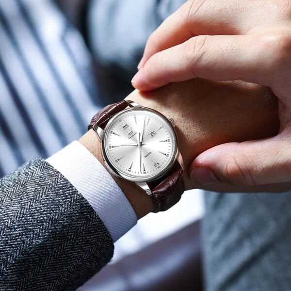 OLEVS Men Leather Watch,Mens Wrist Watches,Big Face Watches ...
