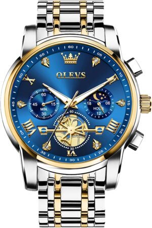 OLEVS Men's Stainless Steel Chronograph Watch, Large Face Ea...