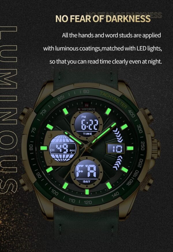 NAVIFORCE Men's Military Digital Watches Analog Quartz Water...