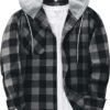JACKETOWN Hooded Flannel Shirt for Men Plaid Shirts Long Sle...
