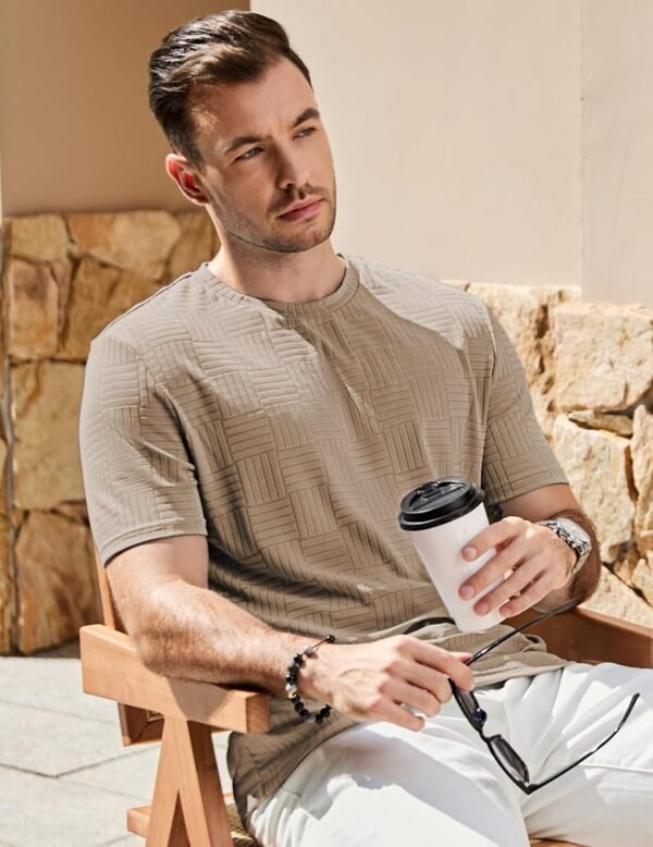 JMIERR Mens T-Shirt Casual Stretch Solid Crewneck Short Slee...