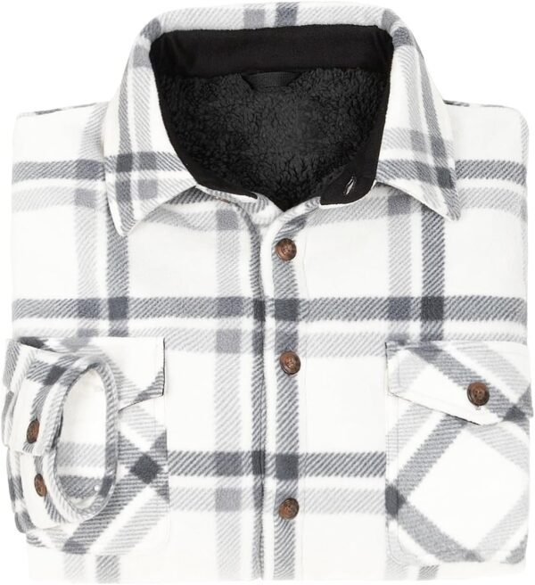 ZENTHACE Men's Warm Sherpa Lined Fleece Plaid Flannel Shirt ...