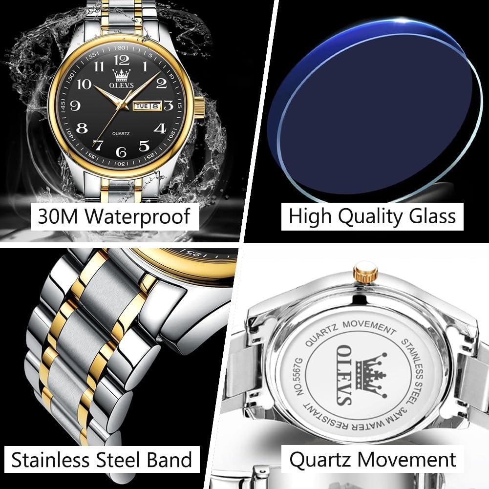 Men's Casual Stainless Steel Watch, Big Face Easy to Read An... - Image 5