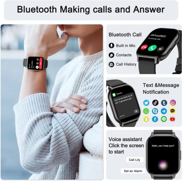 Smart Watch for Men Women Fitness: Make/Answer Call Smart Wa...