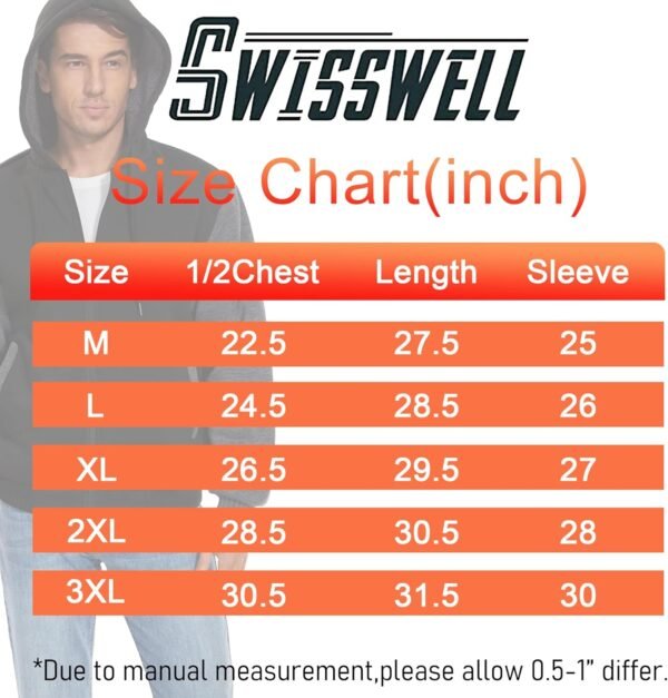 SWISSWELL Men Zip Up Hoodies Sherpa Lined Jacket Heavyweight...