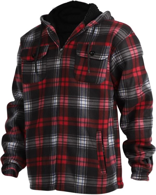 TanBridge Men's Flannel Plaid Jacket Full Zip Fleece Flannel...