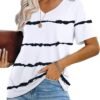 Lunivop Womens Tops Casual V Neck Short Sleeve Solid Color B...