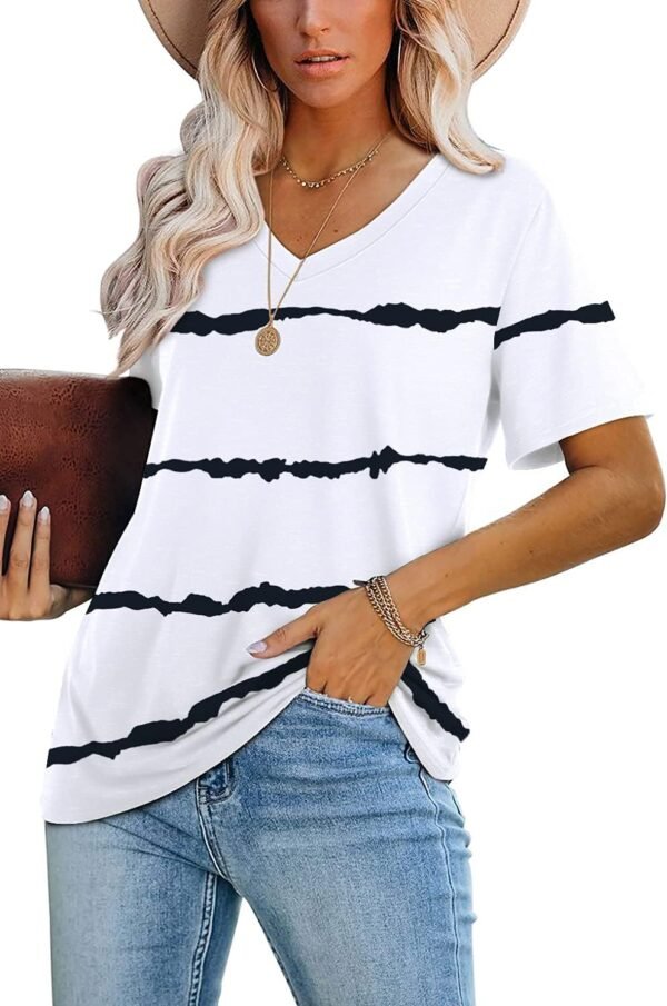 Lunivop Womens Tops Casual V Neck Short Sleeve Solid Color B...