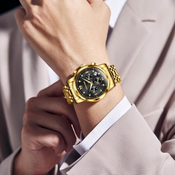 PINDOWS Watches for Men Diamond Date Calendar Quartz Watches...