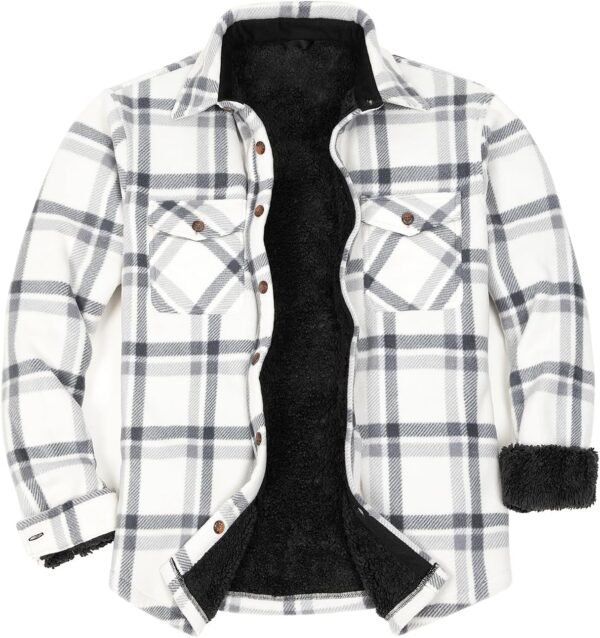 ZENTHACE Men's Warm Sherpa Lined Fleece Plaid Flannel Shirt ...