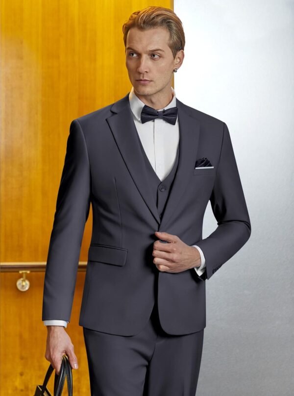 WULFUL Men’s Slim Fit Suit One Button 3-Piece Blazer Dress B...