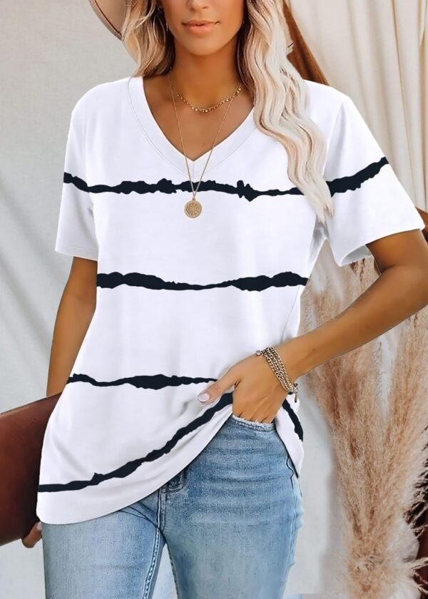 Lunivop Womens Tops Casual V Neck Short Sleeve Solid Color B...