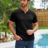 RQP Men's Henley Shirts Short Sleeve Waffle Stretch T Shirts...