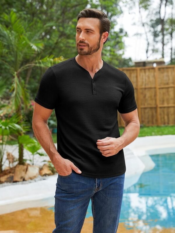 RQP Men's Henley Shirts Short Sleeve Waffle Stretch T Shirts...