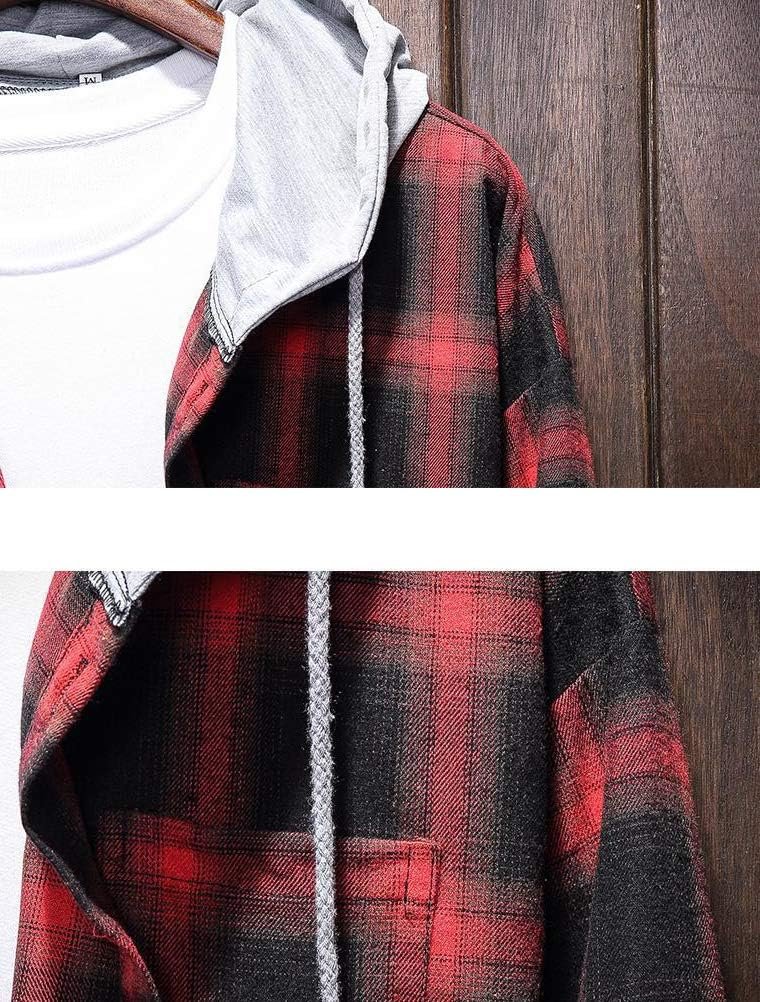 Lavnis Men's Plaid Hooded Shirts Casual Long Sleeve Lightwei... - Image 4