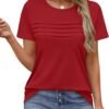 XIEERDUO Women's Pleated Tops Dressy Casual Short Sleeve T-S...