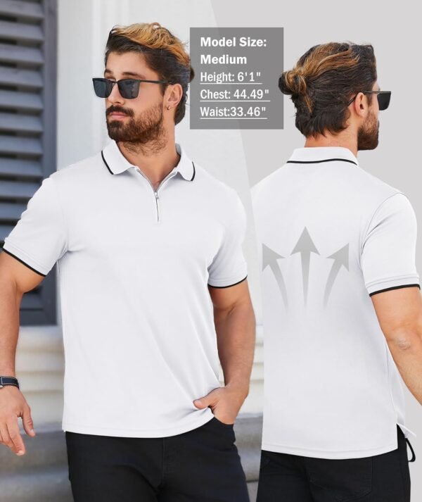 ZITY Mens Quarter Zip Polo Shirts Casual Classic Short Sleev...