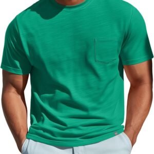 Zengjo Mens Pocket T Shirts Short Sleeve Cotton Slub Jersey ...
