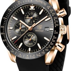 BENYAR Mens Watches Quartz Movement Chronograph Leather Stra...