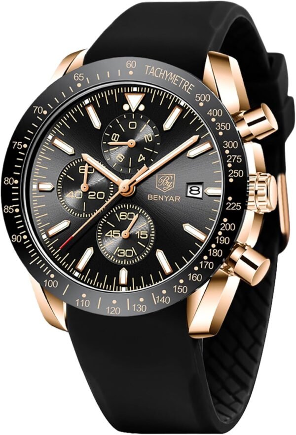 BENYAR Mens Watches Quartz Movement Chronograph Leather Stra...