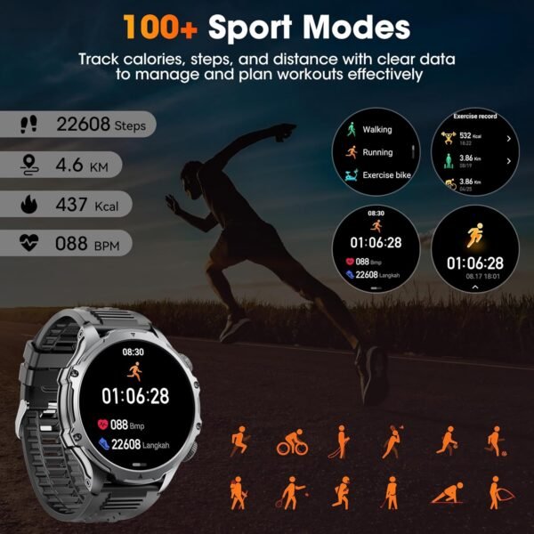Military Smart Watch for Men (Answer/Make Call), 1,85" HD To...