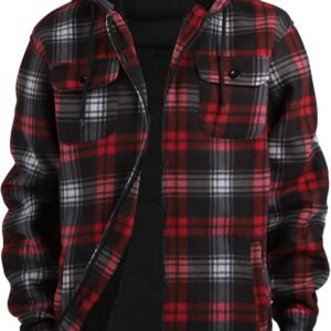 TanBridge Men's Flannel Plaid Jacket Full Zip Fleece Flannel...