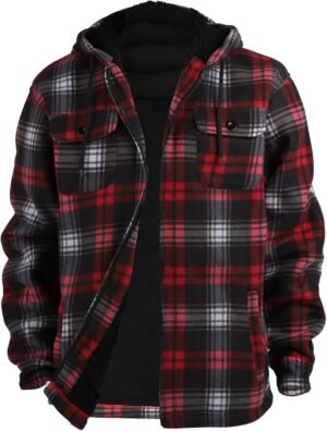 TanBridge Men's Flannel Plaid Jacket Full Zip Fleece Flannel...