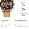 Men's Leather Band Chronograph Watch - 30M Waterproof Big Fa...
