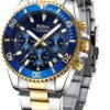 BIDEN Mens Watches Chronograph Stainless Steel Waterproof Da...